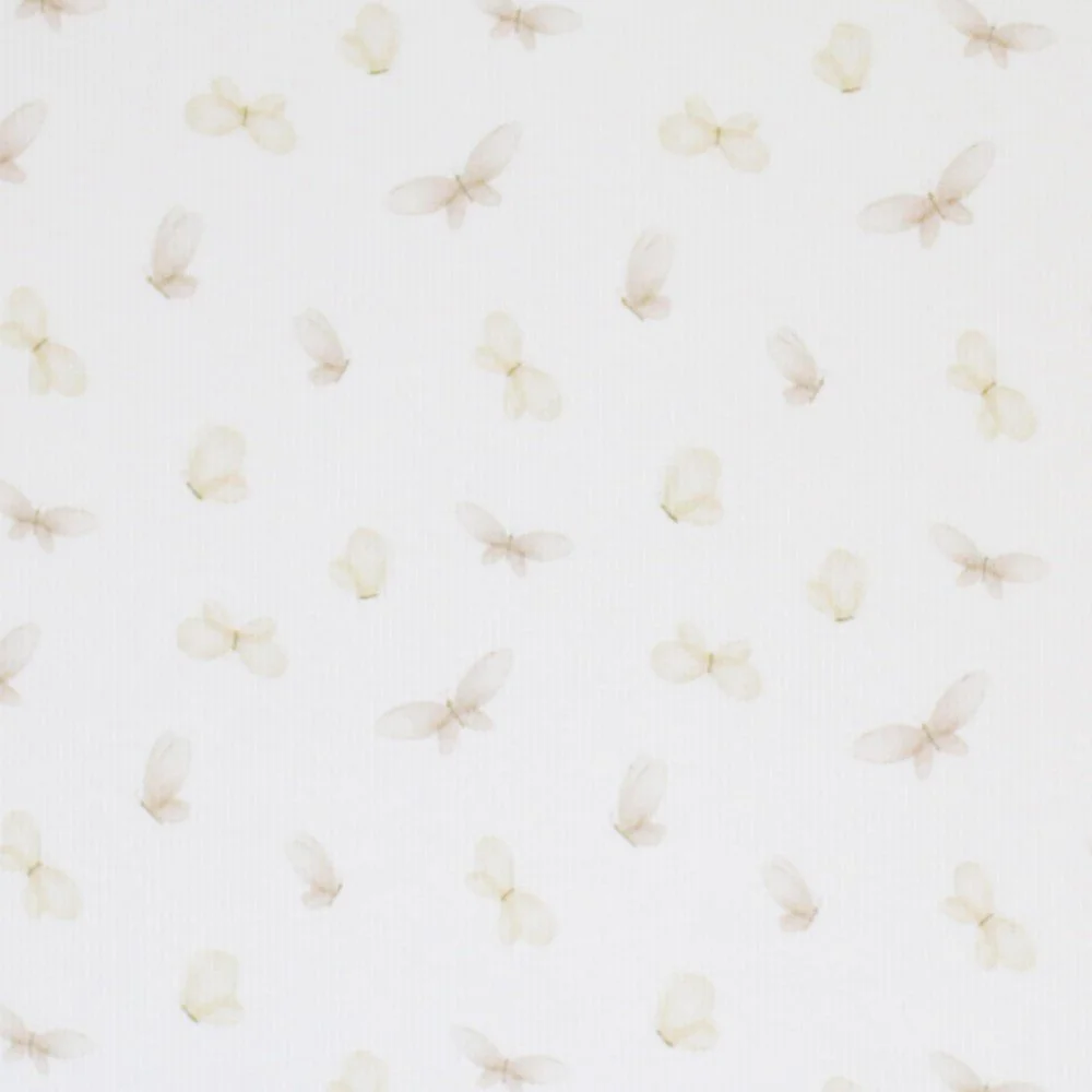 Rib Jersey Stof - Witte Vlinders