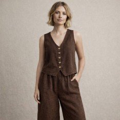 Stonewashed Linnen Stof (Slubtextuur) Chocolade Bruin Stonewashed Linnen Stof (Slubtextuur) Chocolade Bruin