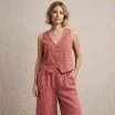 Tkanina Len Stonewashed (Slub Weave) Gliny Różowy Tkanina Len