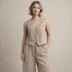 Stonewashed Linen Fabric (Slub Texture) Dark Beige - (Linen Fabrics)