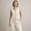 Stonewashed Leinenstoff (Slub Struktur) Ecru - (Leinenstoffe)