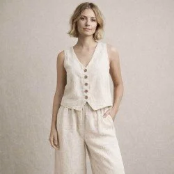 Tissu Lin Stonewashed (Texture Slub) Écru