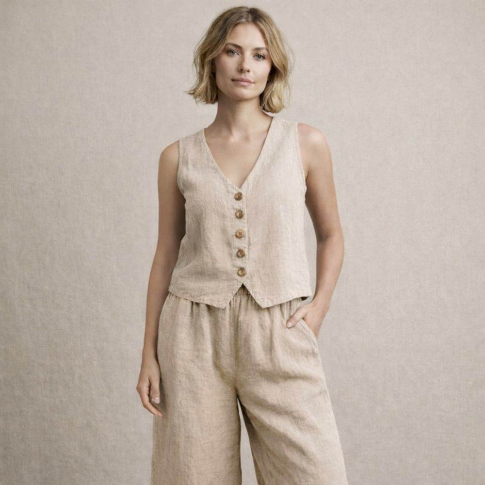 Stonewashed Linen Fabric (Slub Texture) Light Beige Stonewashed Linen Fabric (Slub Texture) Light Beige