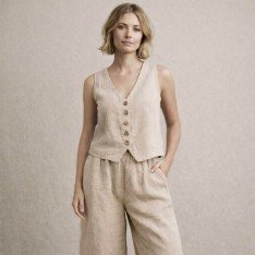 Stonewashed Linnen Stof (Slubtextuur) Licht Beige Stonewashed Linnen Stof (Slubtextuur) Licht Beige