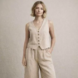 Tissu Lin Stonewashed (Texture Slub) Beige Clair