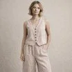 Tkanina Len Stonewashed (Slub Weave) Naturalny Melanż Tkanina Len