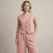 Tkanina Len Stonewashed (Slub Weave) Nagi Różowy Tkanina Len