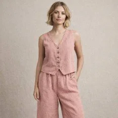 Stonewashed Hørstof (Slub Tekstur) Nude Pink