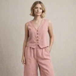 Stonewashed Hørstof (Slub Tekstur) Nude Pink
