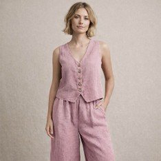 Stonewashed Linnen Stof (Slubtextuur) Oud Roze