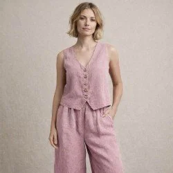 Tissu Lin Stonewashed (Texture Slub) Vieux Rose Tissu Lin Stonewashed (Texture Slub) Vieux Rose
