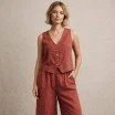 Stonewashed Linen Fabric (Slub Texture) Rust - (Linen Fabrics)