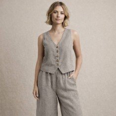 Stonewashed Linnen Stof (Slubtextuur) Steen Beige