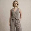Stonewashed Linen Fabric (Slub Texture) Taupe - (Linen Fabrics)