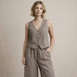 Stonewashed Linen Fabric (Slub Texture) Taupe Stonewashed Linen Fabric (Slub Texture) Taupe