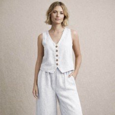 Stonewashed Linnen Stof (Slubtextuur) Wit