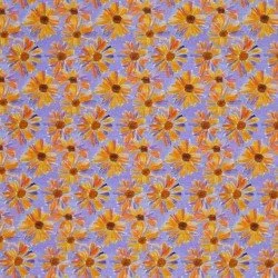 Digitale Print Bamboe Jersey - Madeliefje Bloem Lila Oranje
