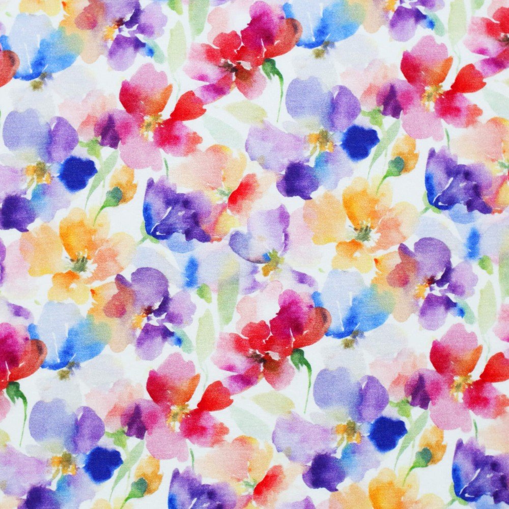 Bambusjersey Digital Mønstre - Farverig Sommerblomst Bambusjersey Digital Mønstre - Farverig Sommerblomst