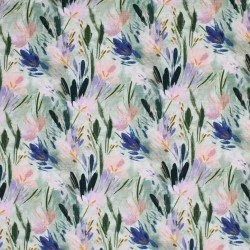 Digitale Print Bamboe Jersey - Siergras Groen Oudroze