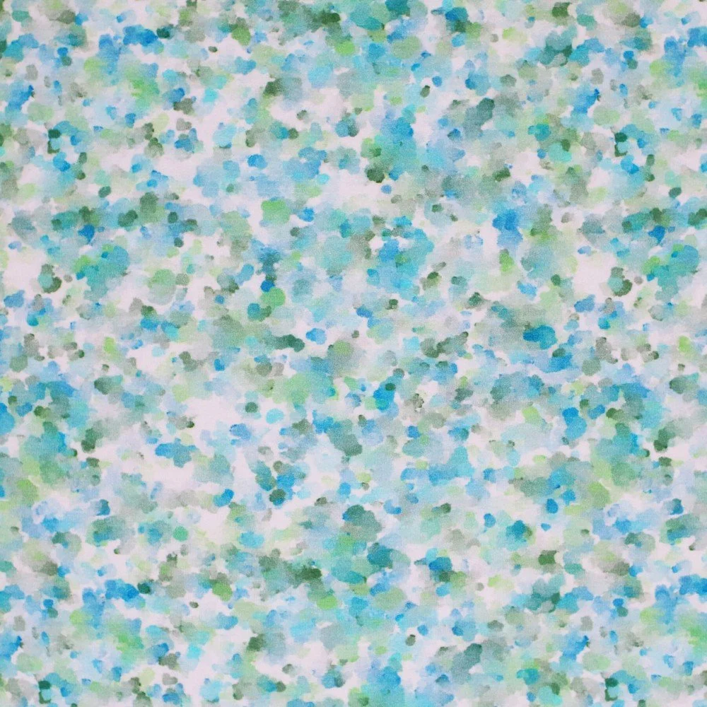 Digitale Print Bamboe Jersey - Verfstippen Groen Blauw Digitale Print Bamboe Jersey - Verfstippen Groen Blauw