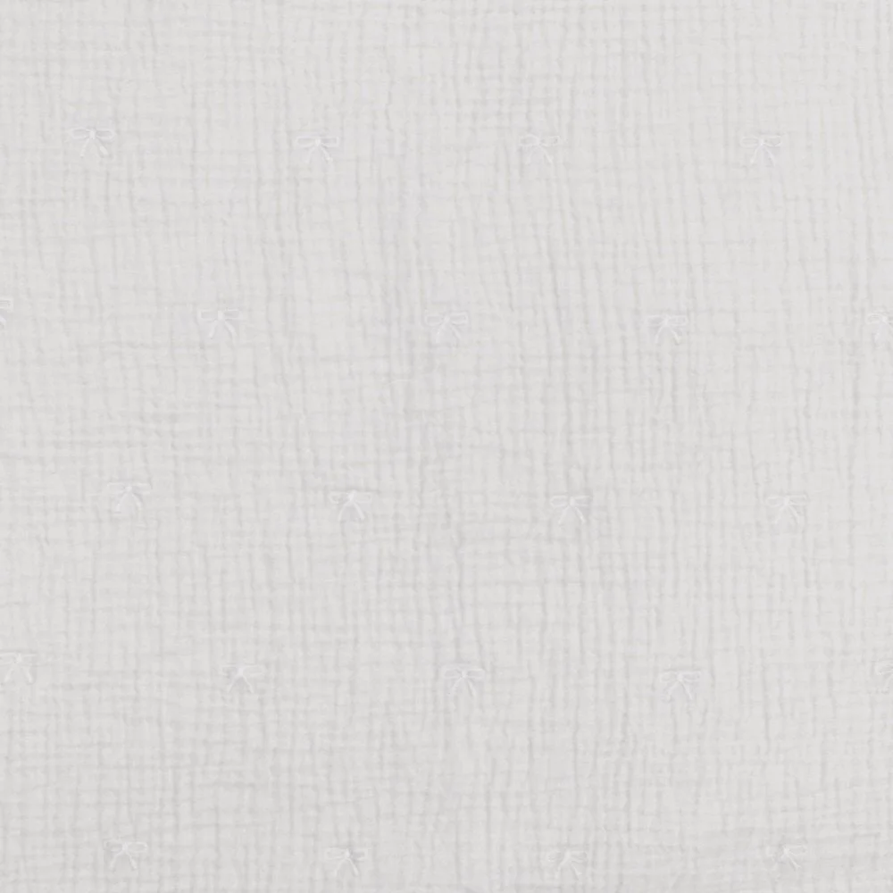 Double Gauze Fabric Embroidered - Bow Tie Ecru Double Gauze Fabric Embroidered - Bow Tie Ecru