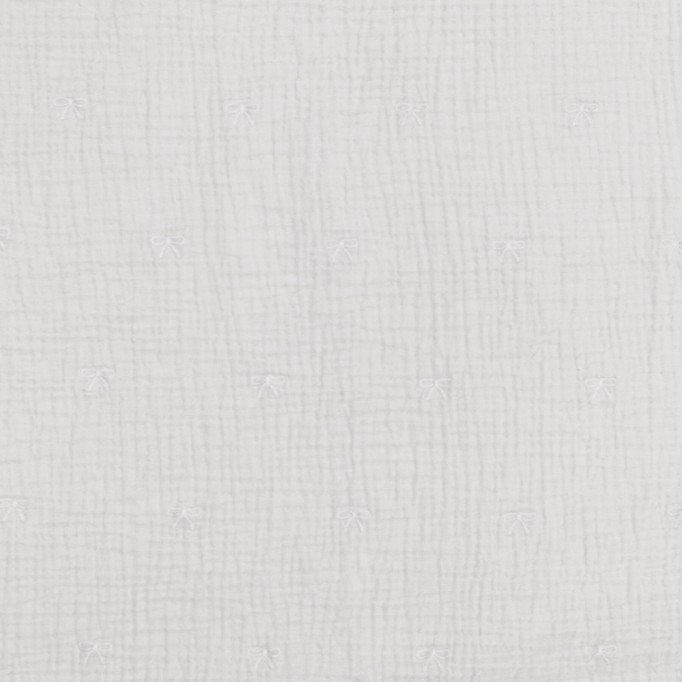 Tkanina Muślin Haftowany - Kokardka Ecru Tkaniny Dziecięce