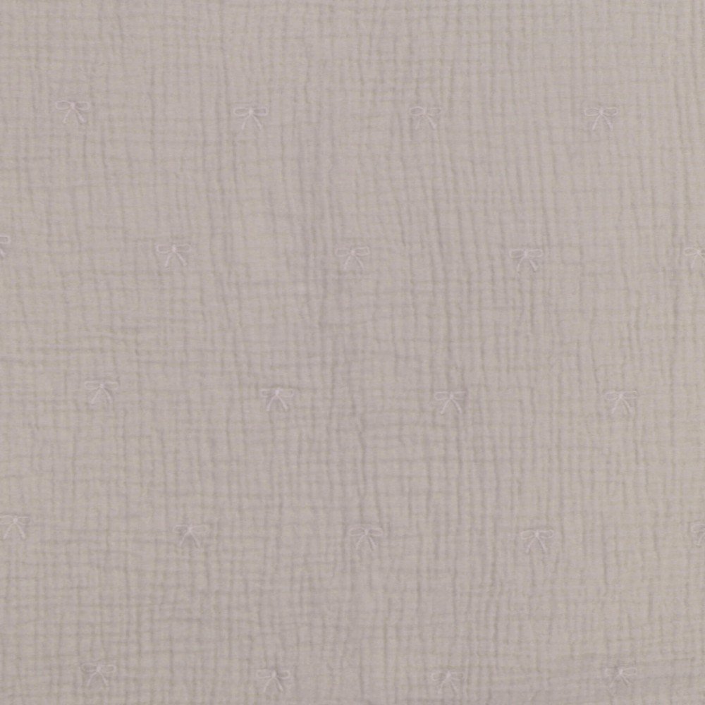 Musselin Stof Broderet - Sløjfe Lys Beige