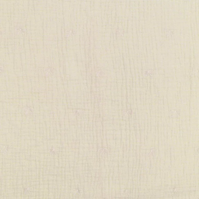 Tissu Double Gaze de Coton Brodé Nœud Papillon Beige Tissu Double Gaze De Coton Brodé - Nœud Papillon Naturel - (Tissu Enfant)