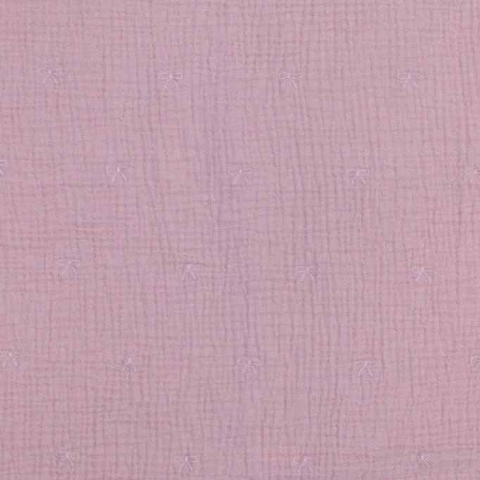 Double Gauze Fabric Embroidered Bow Tie Old Pink Double Gauze Fabric Embroidered - Bow Tie Old Pink - (Child Fabrics)
