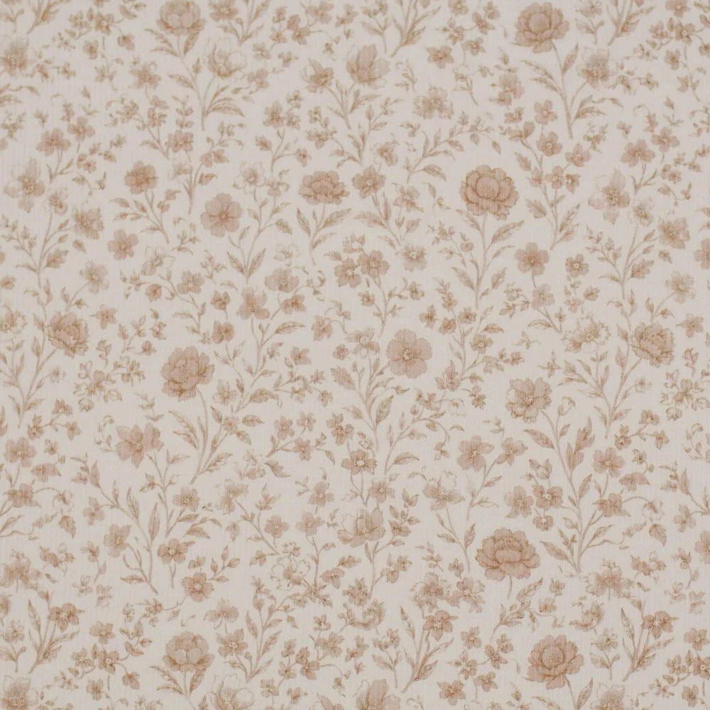 Rib Jersey Stof - Beige Vintage Bloem