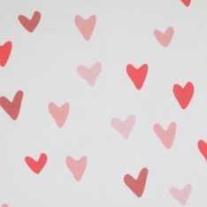 Rib Knit Jersey Fabric - Big Hearts Pink