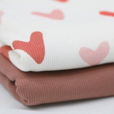 Rib Knit Jersey Fabric - Big Hearts Pink
