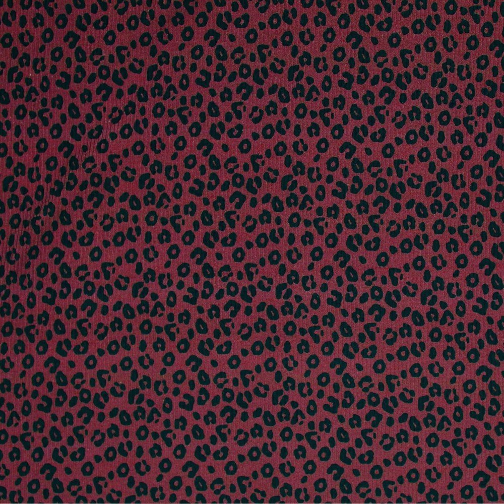 Rib Jersey Strikstof Muster - Leopardtryk Bordeaux