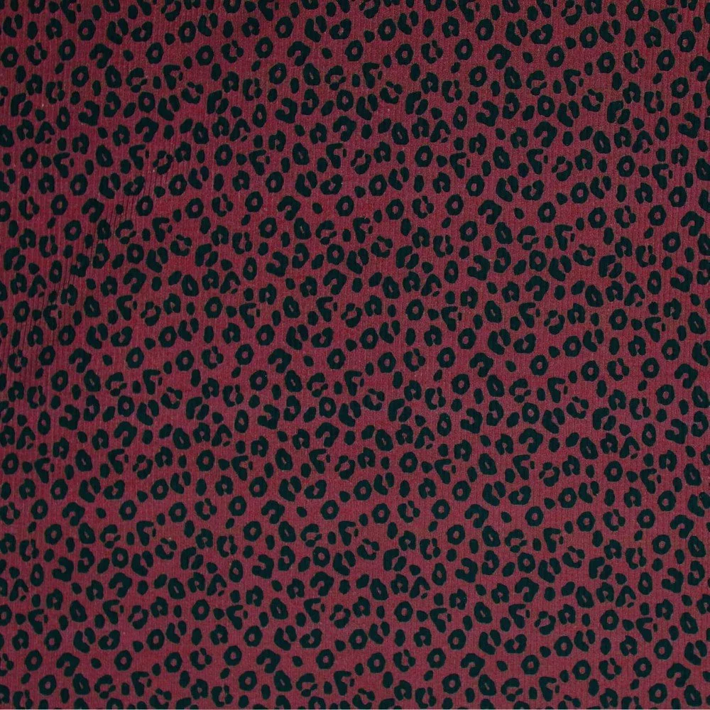Rib Jersey Stof Bedrukt - Luipaardprint Bordeaux