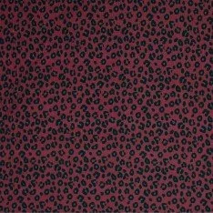 Rib Knit Jersey Fabric Printed - Leopard Print Bordeaux
