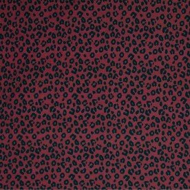 Rippstrick Jersey Stoff Bedruckt - Leopardenmuster Bordeaux