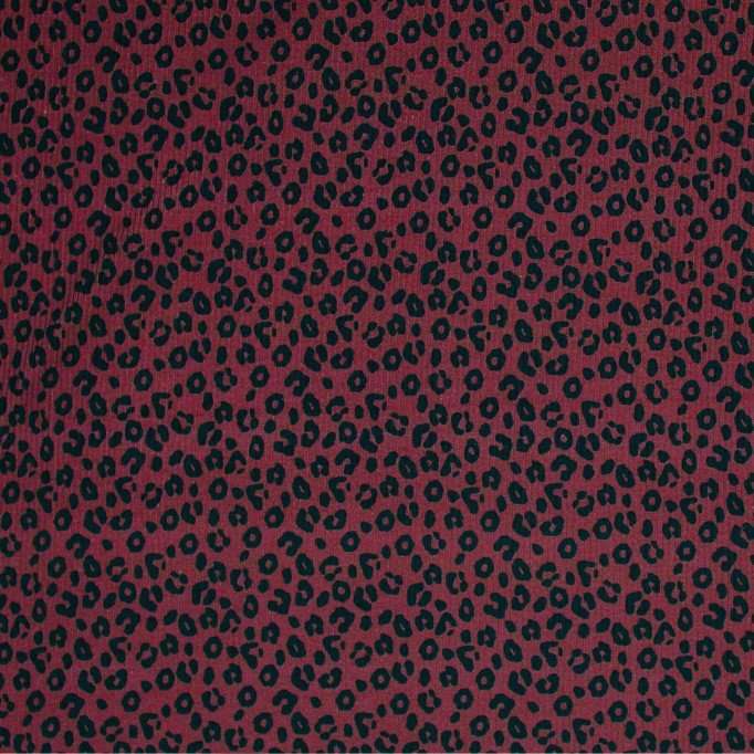 Rib Jersey Strikstof Muster - Leopardtryk Bordeaux - (Jerseystoffer)