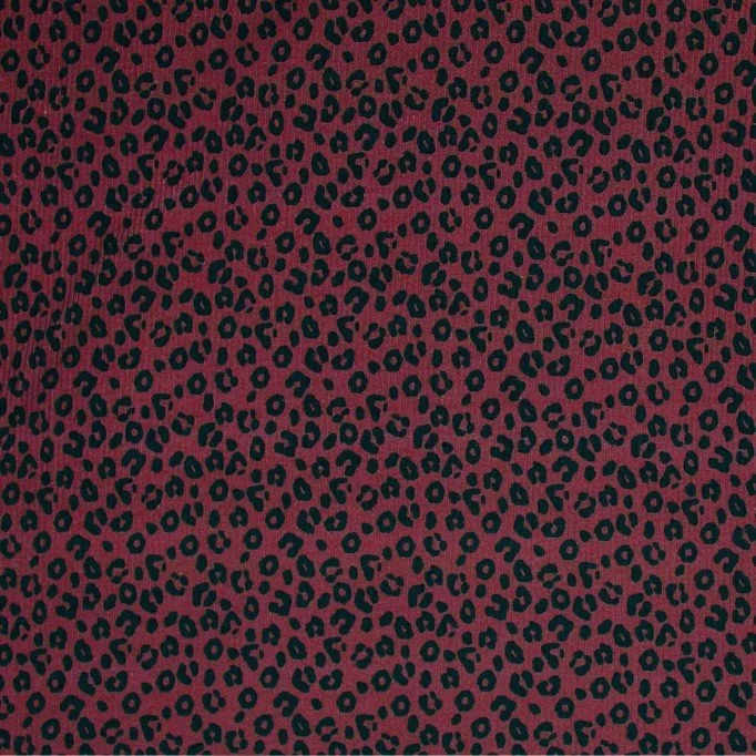 Tissu Maille Tricot Côtelé Imprimé - Léopard Bordeaux - (Tissus Jersey)