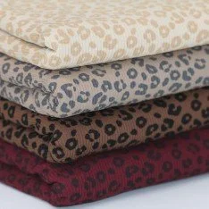Rib Jersey Strikstof Muster - Leopardtryk Mørk Beige