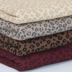 Rib Jersey Strikstof Muster - Leopardtryk Mørk Beige Rib Jersey Strikstof Muster - Leopardtryk Mørk Beige