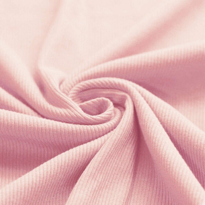 Tessuto Jersey Di Cotone Costine Rosa Pastello - (Jersey Tessuti)