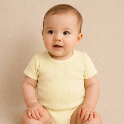 Rib Knit Jersey Fabric Pastel Yellow