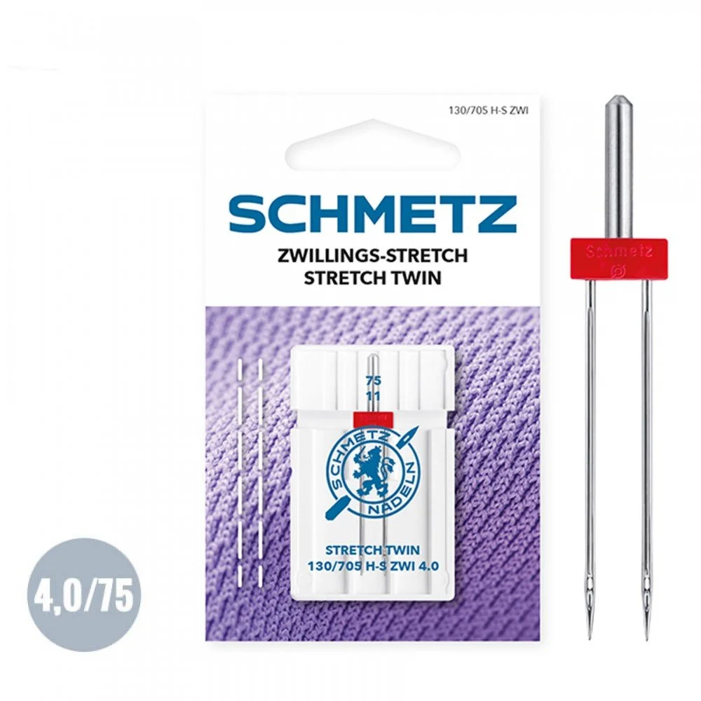 Schmetz Stretch Zwillings Nadel 4,0/75 (130/705 H-S ZWI) Schmetz Zwillings Stretch Nadel 4,0/75 (130/705 H-S ZWI) - (Nadeln (Kurzwaren))