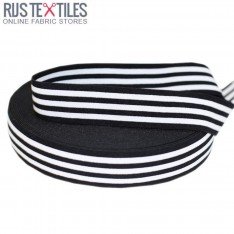 Bandelastiek 40mm Streep Zwart Wit