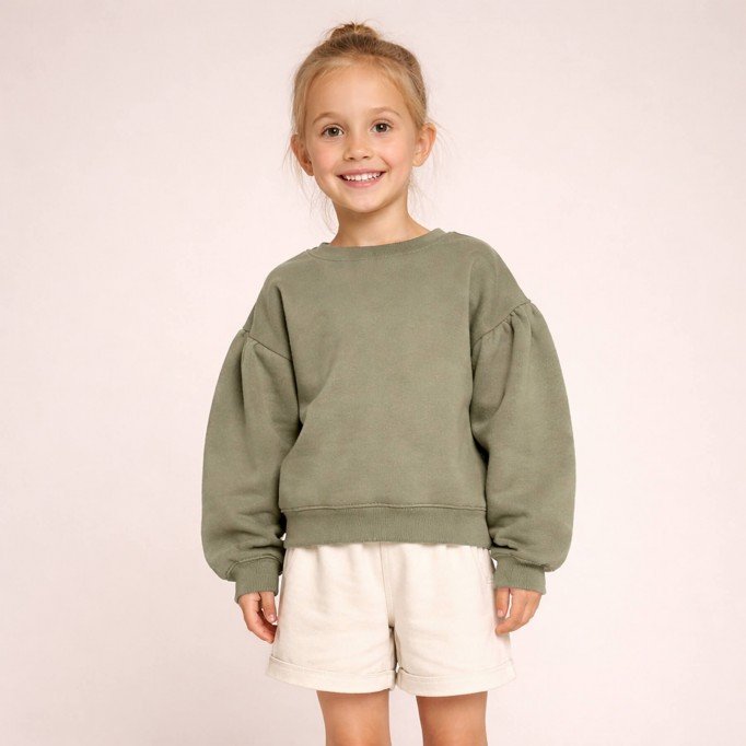 Dresówka Pętelkowa French Terry Khaki Zielony Dresówka Pętelkowa French Terry 