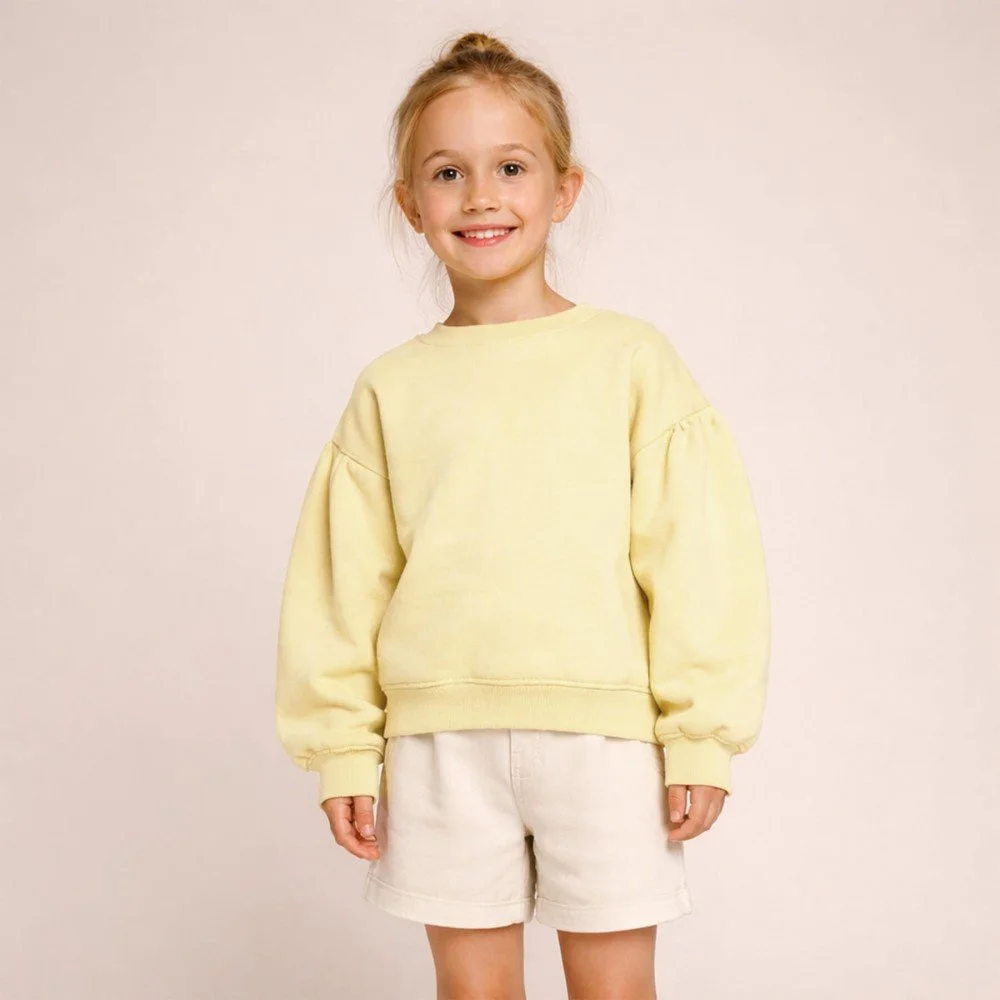 French Terry Stof Pastel Geel