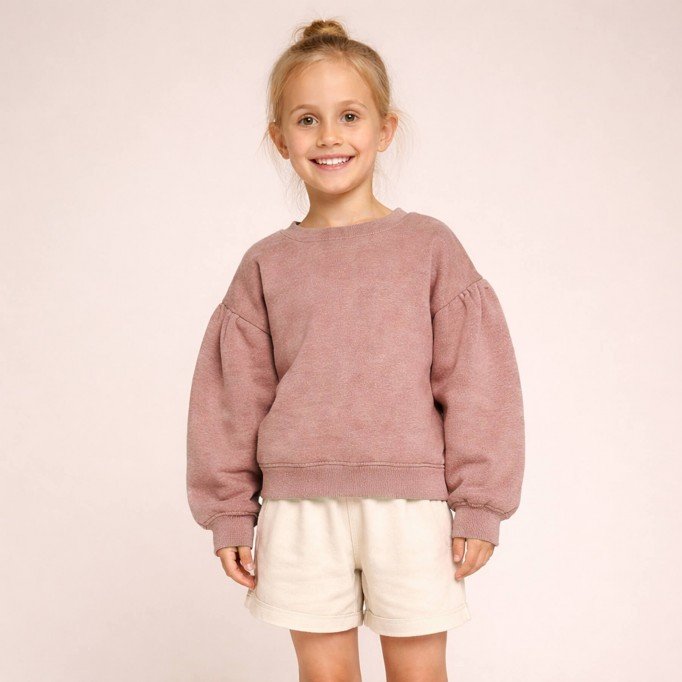 French Terry Stoff Melange (Yarn Dyed) Altrosa - (Sommersweat Stoff)