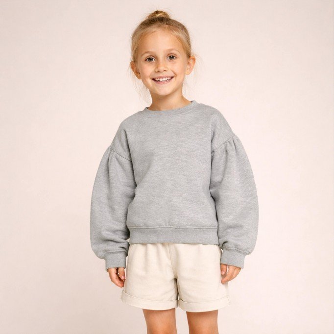 Sommersweat Stoff Hellgrau Meliert - (Sommersweat Stoff)