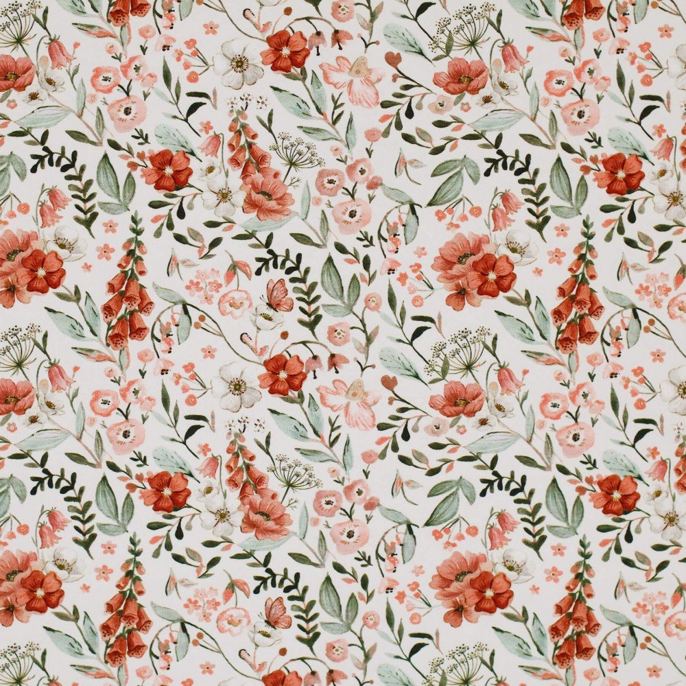 Bomuldjersey Digital Print - Fingerbøl Blomst