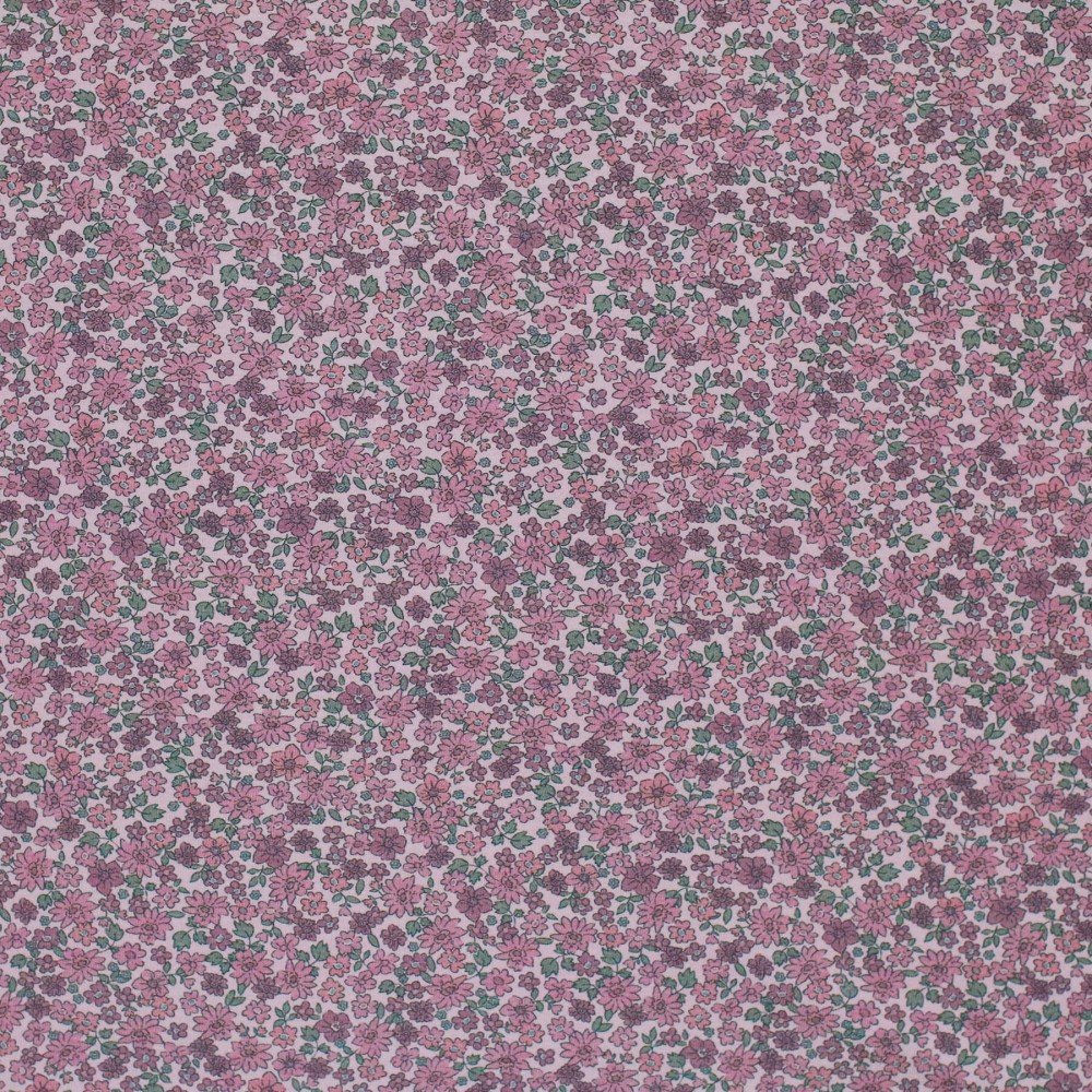 Bomuldjersey Digital Print - Søde Små Blomster Hindbær
